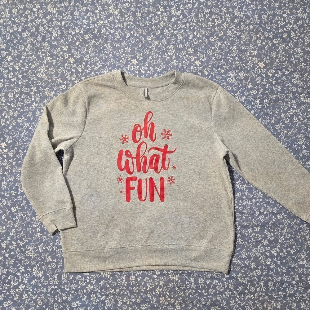 Nwt Grey Women's Christmas Sweatshirt "OH What FUN" Size XL